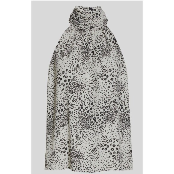 NWT- Joie 'Erola B' Printed Mock-Neck Halter Top, Porcelain/Black - Size Small - Picture 8 of 14